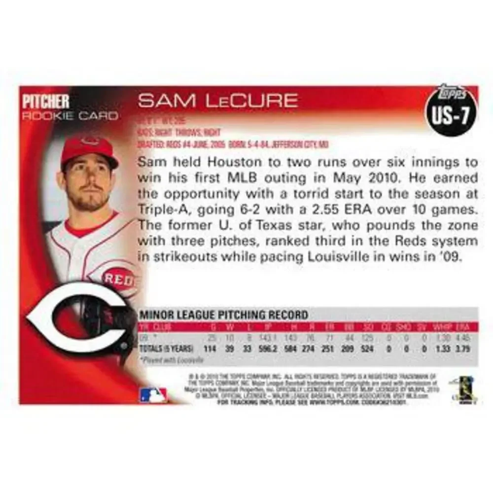 2010 Topps Update Sam LeCure RC US-7 Cincinnati Reds